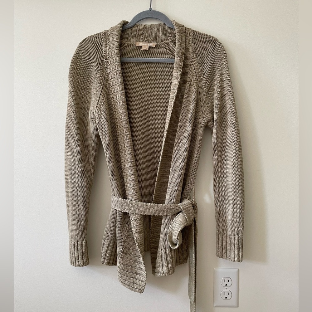 Michael Kors 100% Linen Open front rib knit cardigan wrap sweater XS